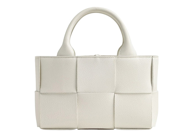 Bottega Veneta Candy Arco Tote Bag Micro Intreccio White