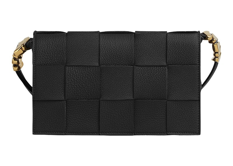 Bottega Veneta Cassette Intreccio Grained Leather Black