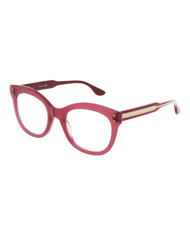 Bottega Veneta Cat Eye-Frame Acetate Optical Frames Pink Crystal Transparent (BV0241O-30006517-003)