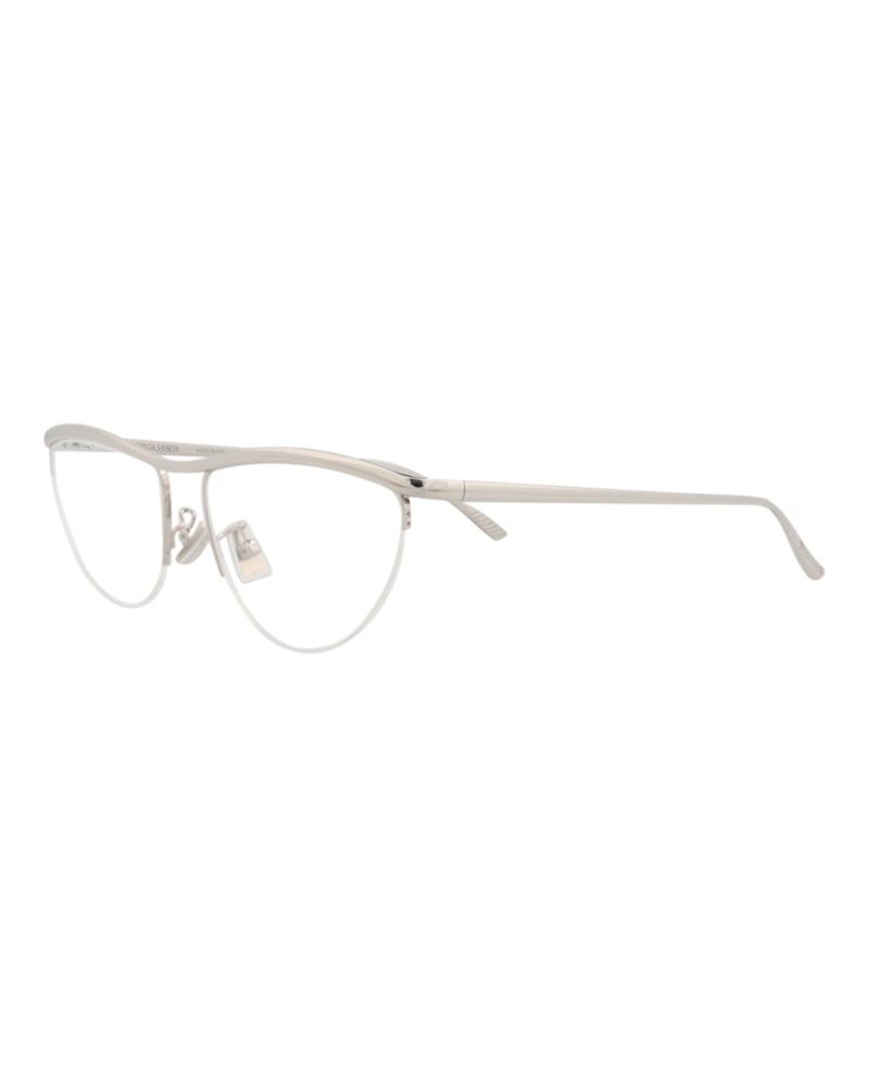 Bottega Veneta Cat Eye-Frame Metal Optical Frames Silver Silver Transparent (BV1132O-30011518-002)