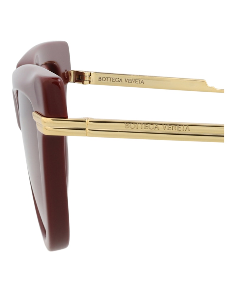 Bottega Veneta Cat Eye-Frame Recycled Acetate Sunglasses Burgundy Gold Red (BV1265S-30014573-003)