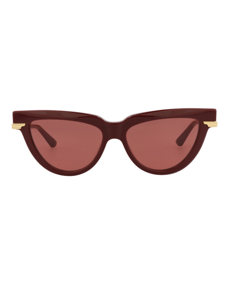 Bottega Veneta Cat Eye-Frame Recycled Acetate Sunglasses Burgundy Gold Red (BV1265S-30014573-003)