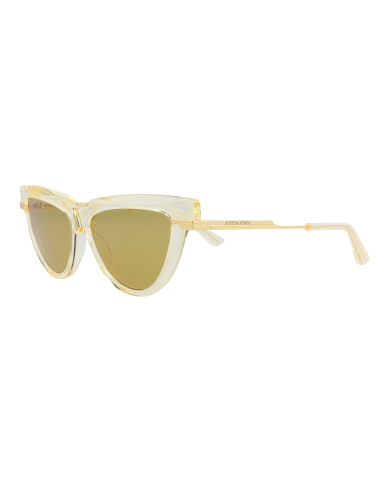 Bottega Veneta Cat Eye-Frame Recycled Acetate Sunglasses Yellow Gold Brown (BV1265S-30014573-004)
