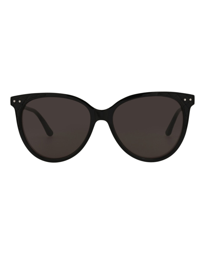 Bottega Veneta Cat Eye Sunglasses Shiny Black Black Leather (BV0119S-30001112-001)