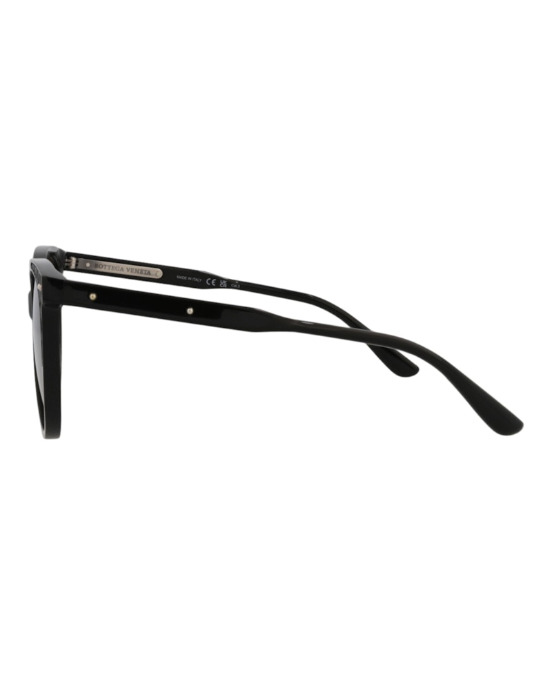 Bottega Veneta Cat Eye Sunglasses Shiny Black Black Leather (BV0119S-30001112-001)