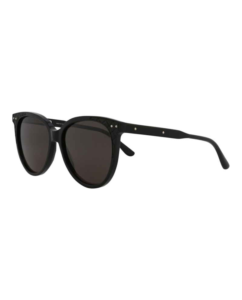Bottega Veneta Cat Eye Sunglasses Shiny Black Black Leather (BV0119S-30001112-001)