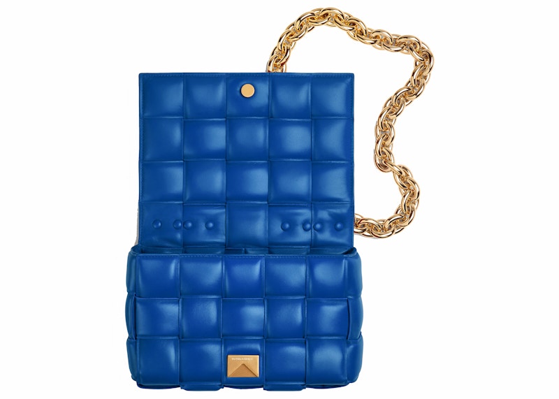 Bottega Veneta Chain Cassette Padded Intreccio Shoulder Bag Cobalt