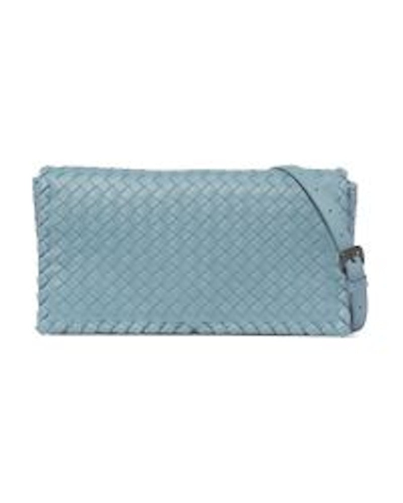 Bottega Veneta Clutch Nappa Intrecciato Lambskin Medium Blue