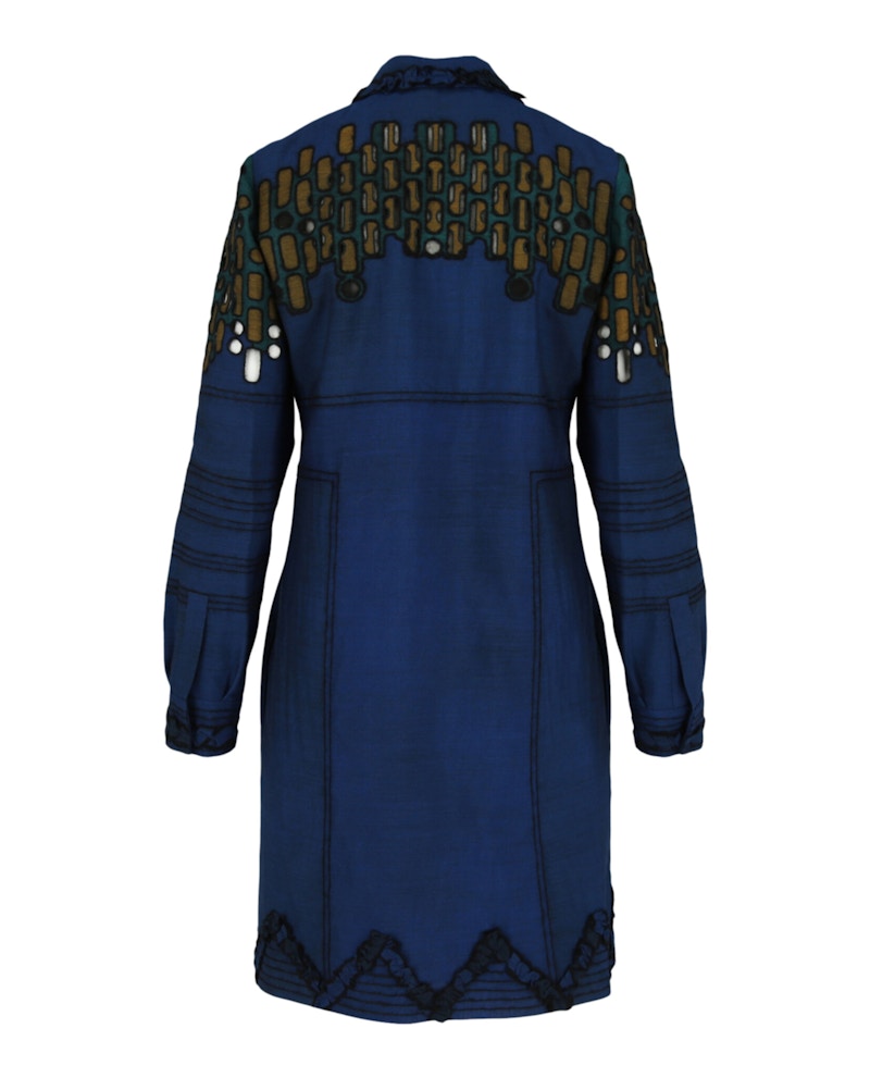 Bottega Veneta Collared Pattern Dress Bluette