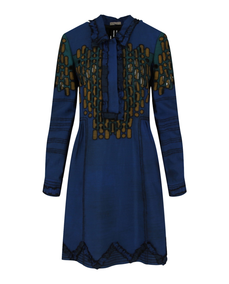 Bottega Veneta Collared Pattern Dress Bluette