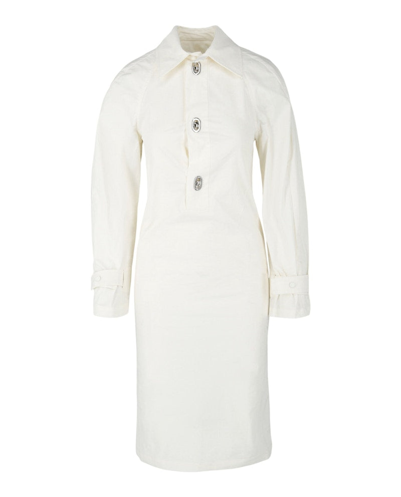 Bottega Veneta Collared Shirt Dress Chalk