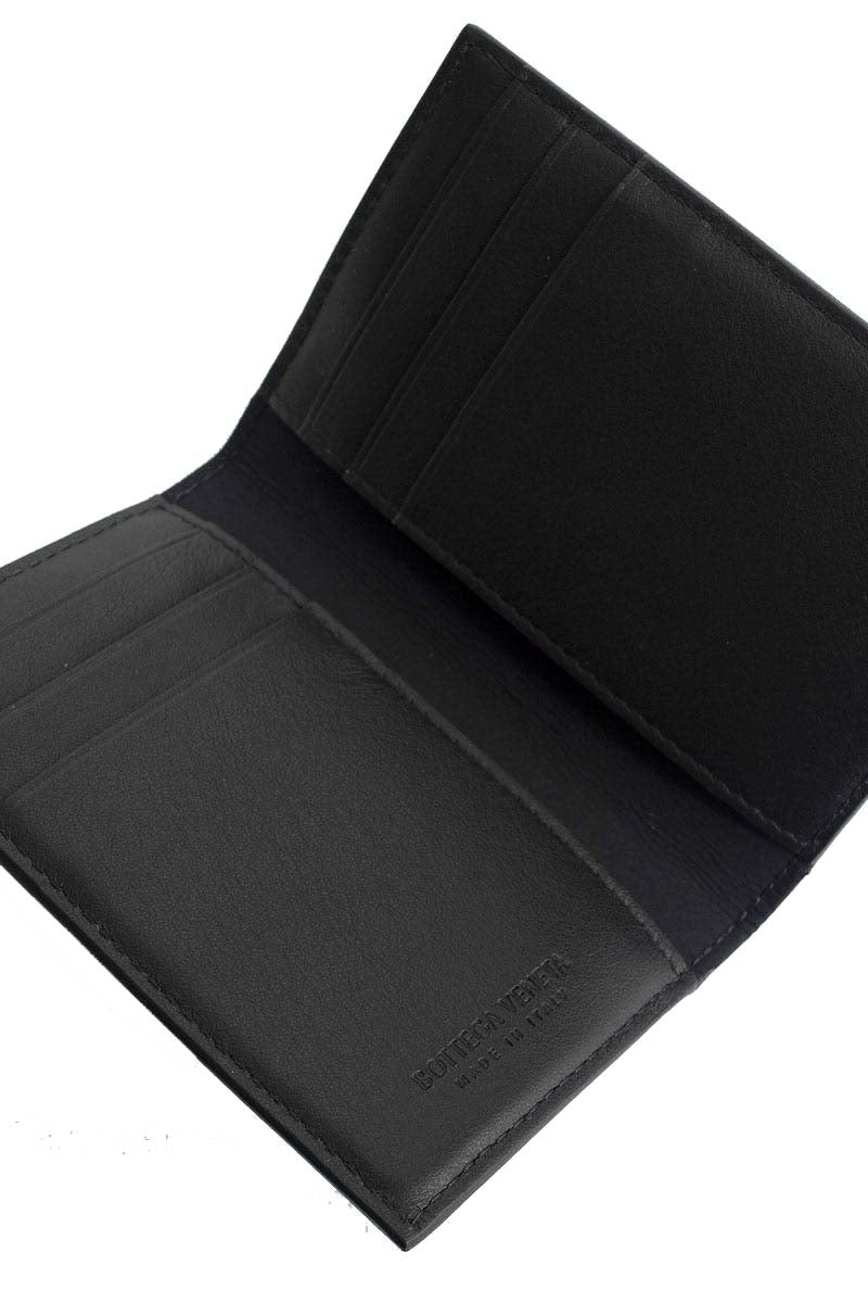 Bottega Veneta Elastic Band Bi-fold Card Case Black / Green