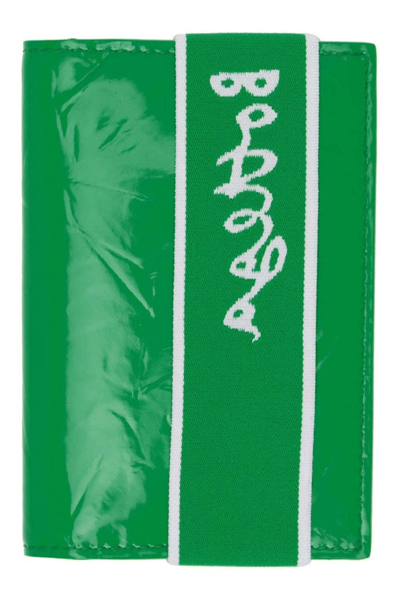 Bottega Veneta Elastic Band Bi-fold Card Case Green / White
