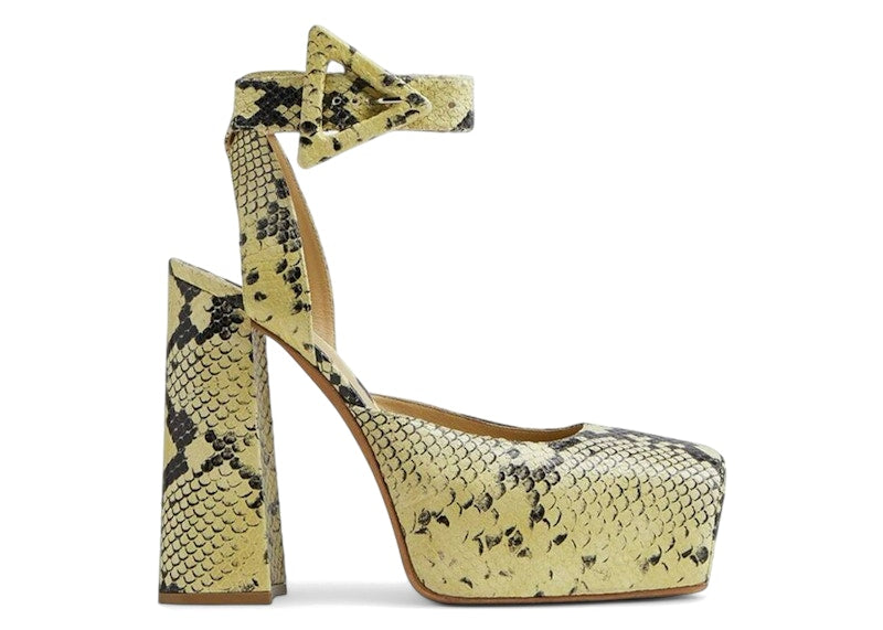 Bottega Veneta Faded Python Noir Tower Pumps Yellow Black (Women's)