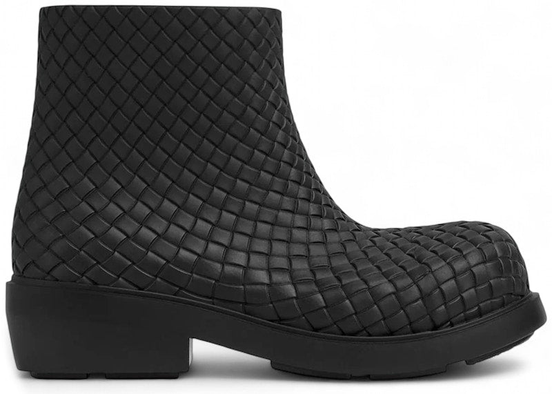 Bottega Veneta Fireman Boots Black Intrecciato (Women's)