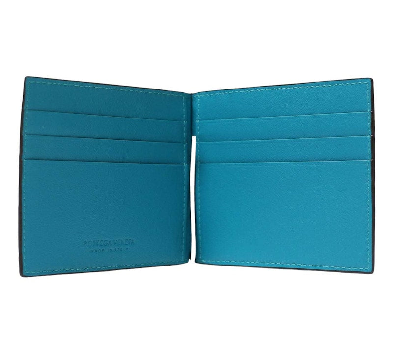 Bottega Veneta Intrecciato Bill Clip Wallet Brown/Teal
