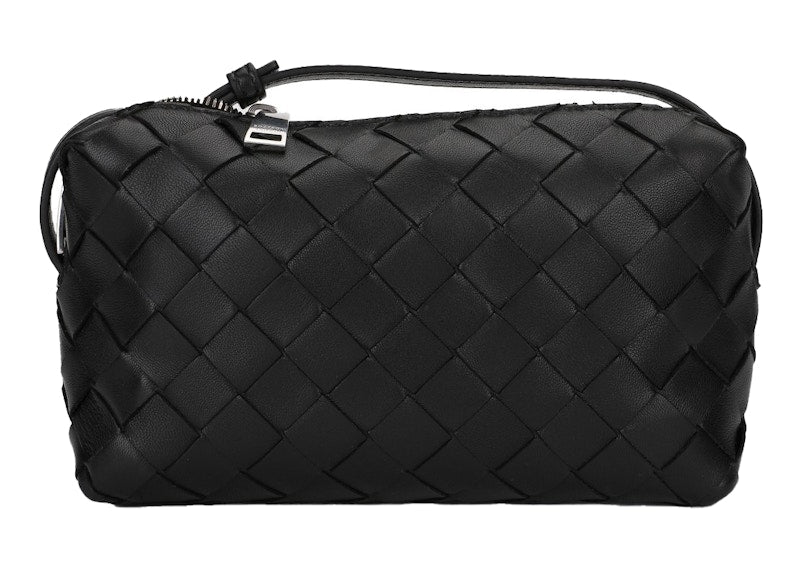 Bottega Veneta Intrecciato Crossbody Bag Silver-tone Black