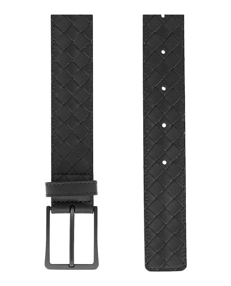 Bottega Veneta Intrecciato Leather Belt Nero