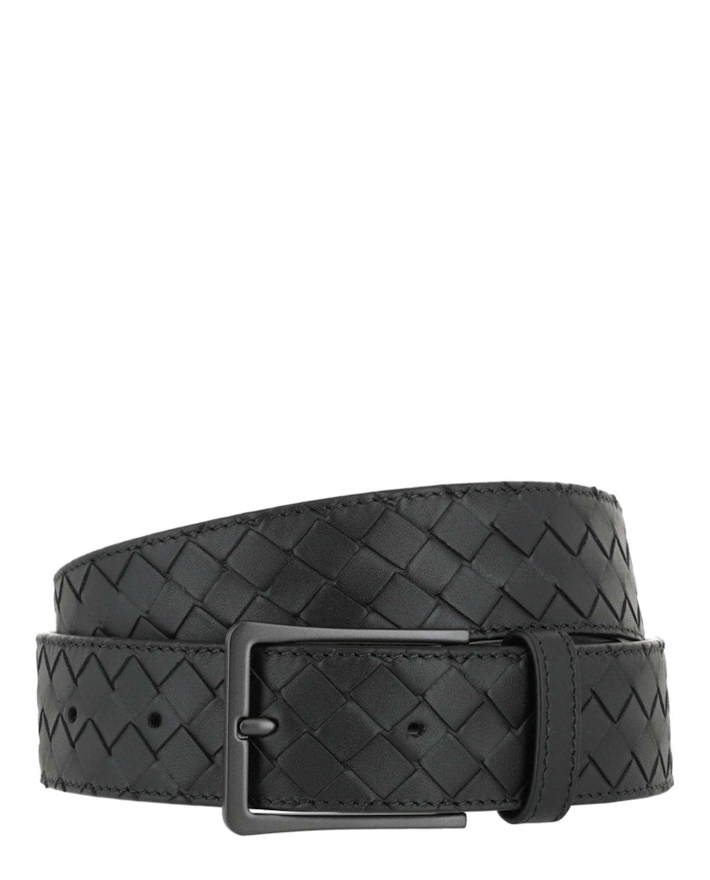 Bottega Veneta Intrecciato Leather Belt Nero