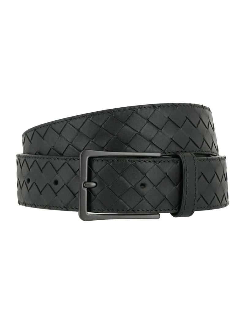 Bottega Veneta Intrecciato Leather Belt Nero
