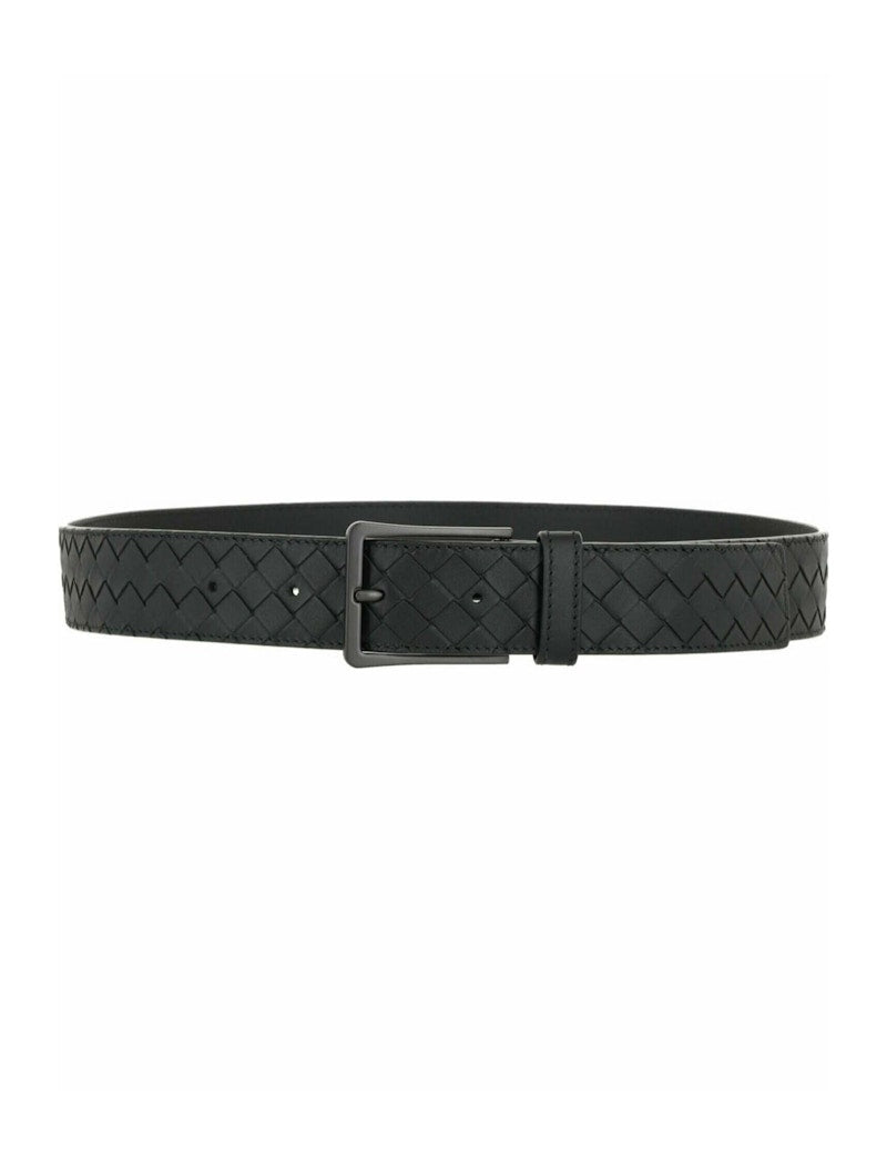 Bottega Veneta Intrecciato Leather Belt Nero