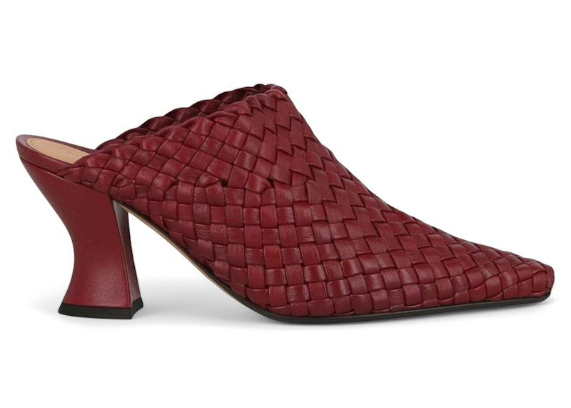 Bottega Veneta Intrecciato Leather Mules Burgundy (Women's)