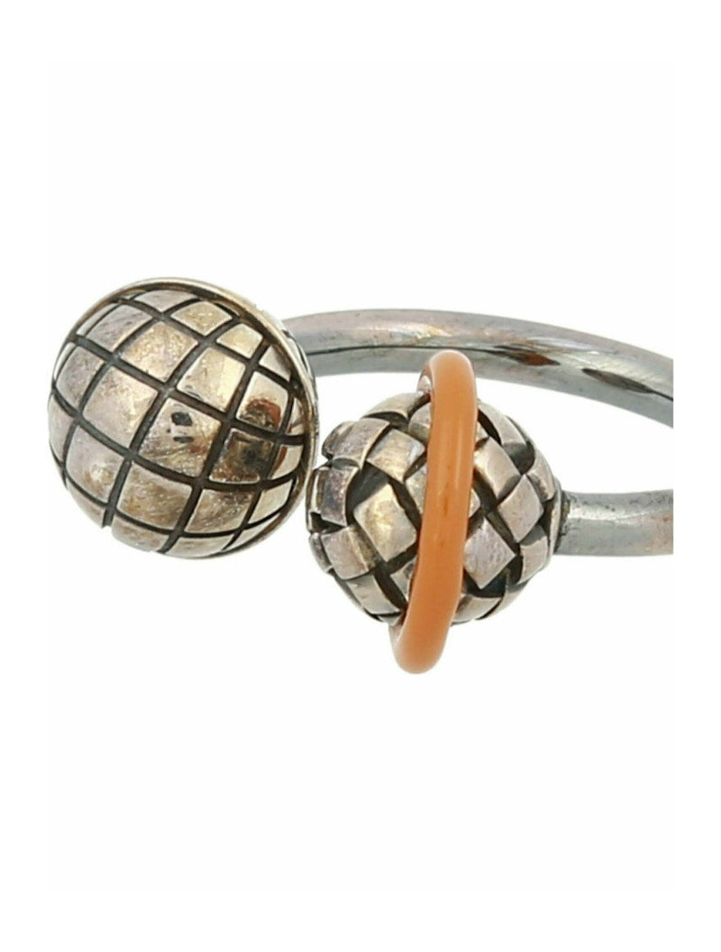Bottega Veneta Intrecciato Silver Ring Orange