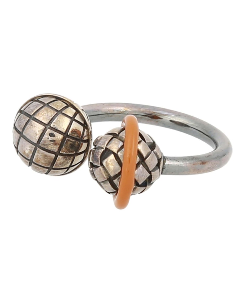 Bottega Veneta Intrecciato Silver Ring Orange