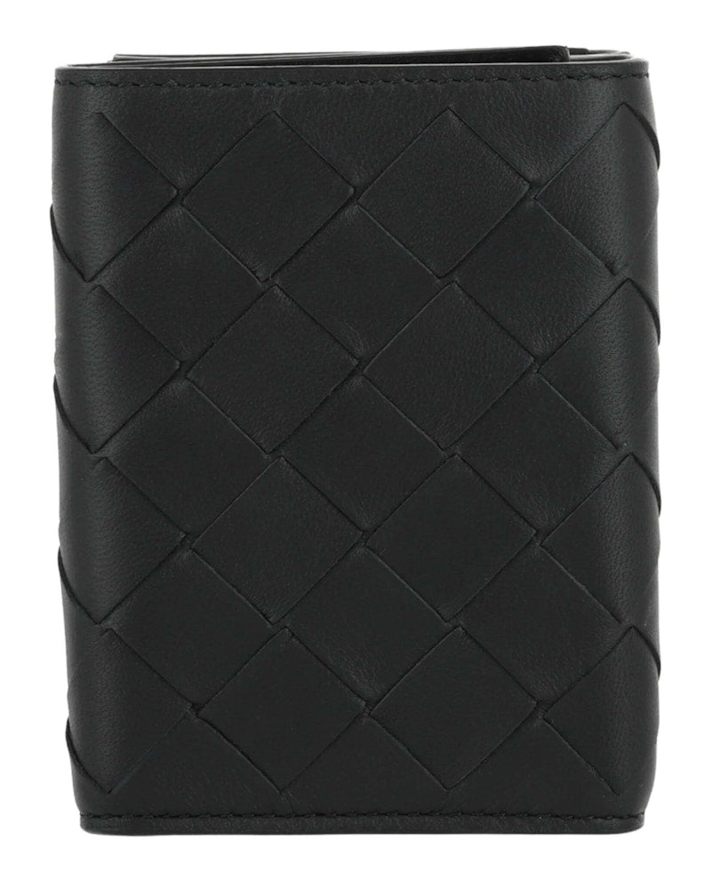 Bottega Veneta Intrecciato Trifold Wallet Black/Silver