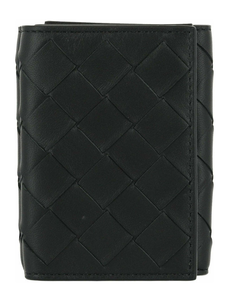 Bottega Veneta Intrecciato Trifold Wallet Black/Silver