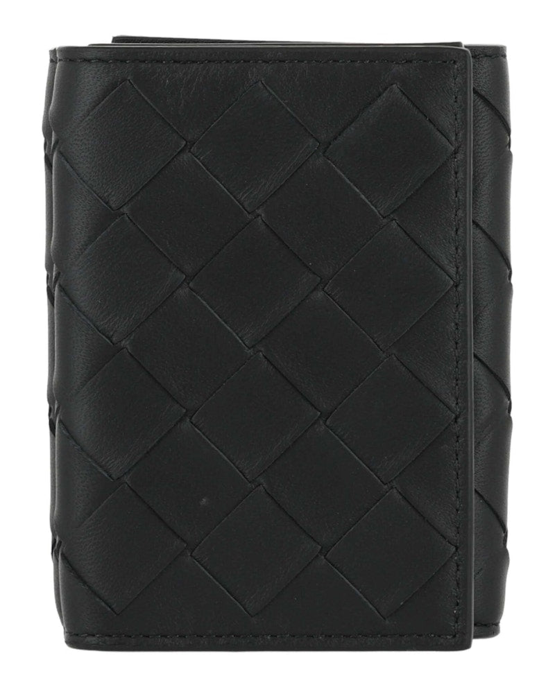 Bottega Veneta Intrecciato Trifold Wallet Black/Silver