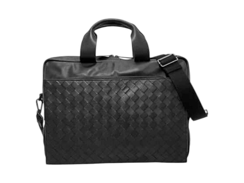 Bottega Veneta Intrecciato Ultra-light Leather Briefcase Black