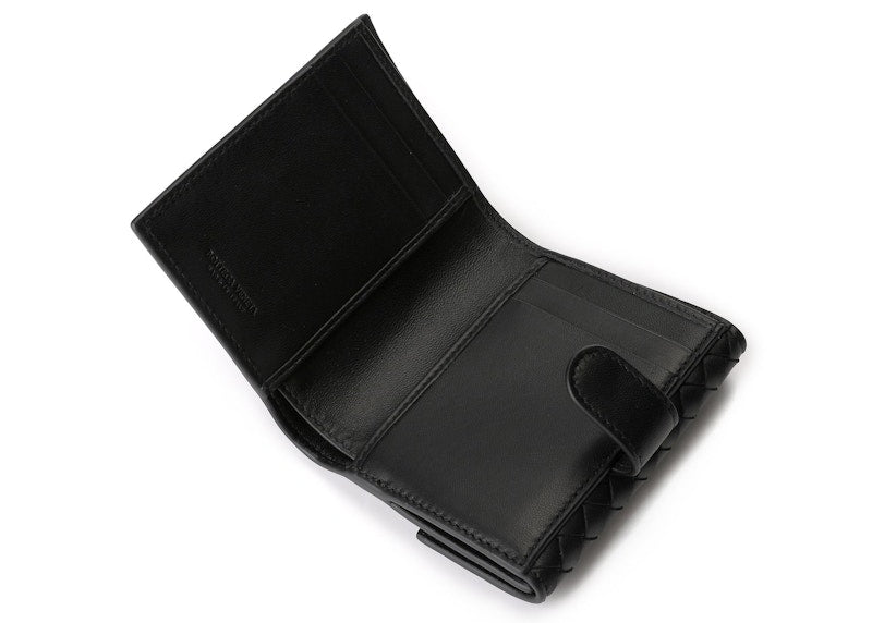 Bottega Veneta Intrecciato Weave Wallet Mini Black