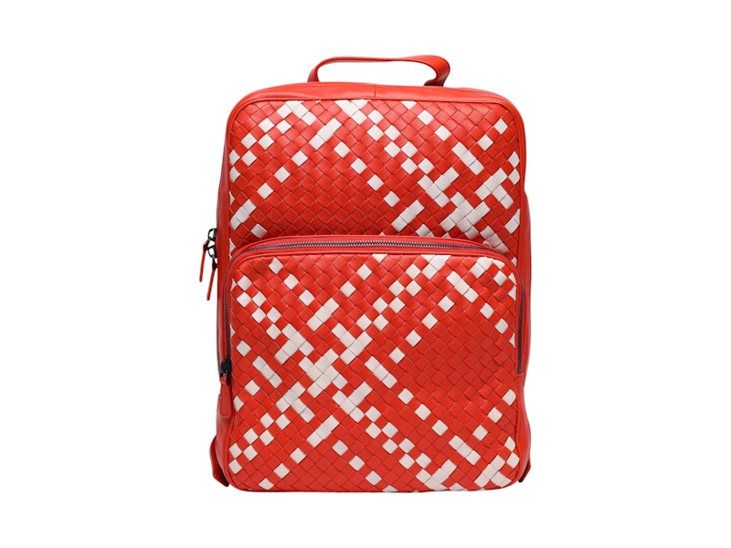 Bottega Veneta Intrecciato Woven Backpack Red