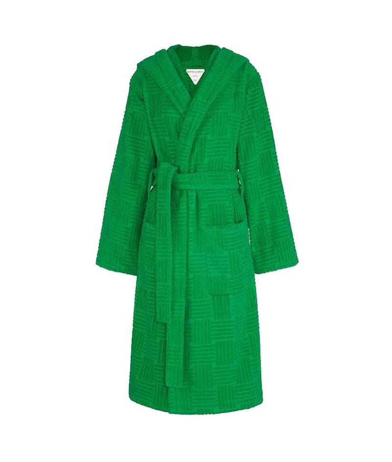 Bottega Veneta Intreccio Pattern Cotton Bathrobe Grass