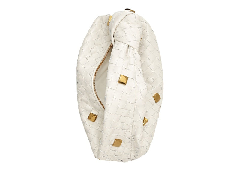 Bottega Veneta Jodie Shoulder Bag Teen Metallic Embellishment Chalk