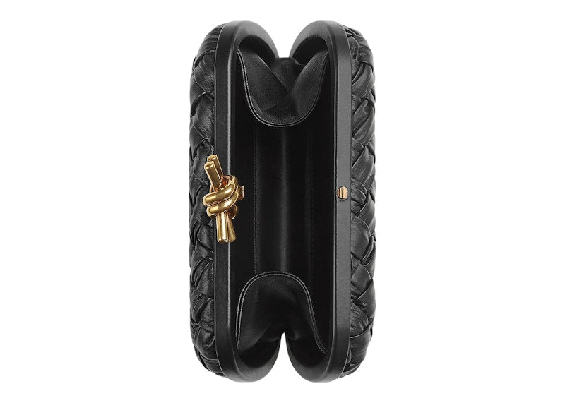 Bottega Veneta Knot Foulard Intrecciato Minaudiere Black