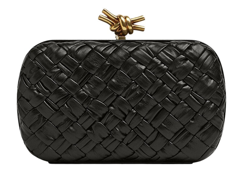 Bottega Veneta Knot Foulard Intrecciato Minaudiere Black