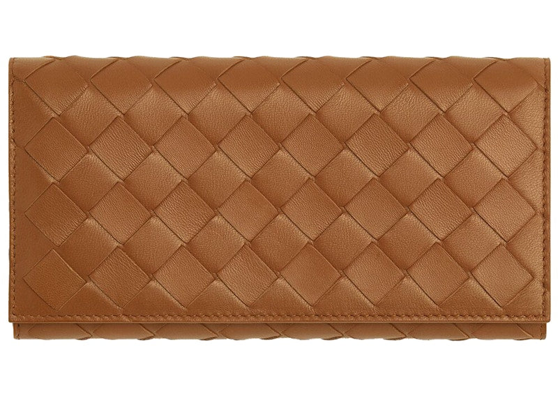 Bottega Veneta Large Flap Wallet Intreccio Wood