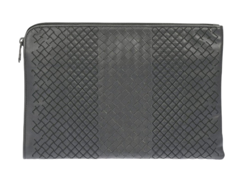Bottega Veneta Leather Document Case Dark Grey