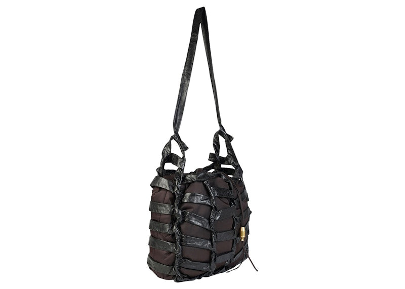 Bottega Veneta Leather Tape Shoulder Bag Black/Gold
