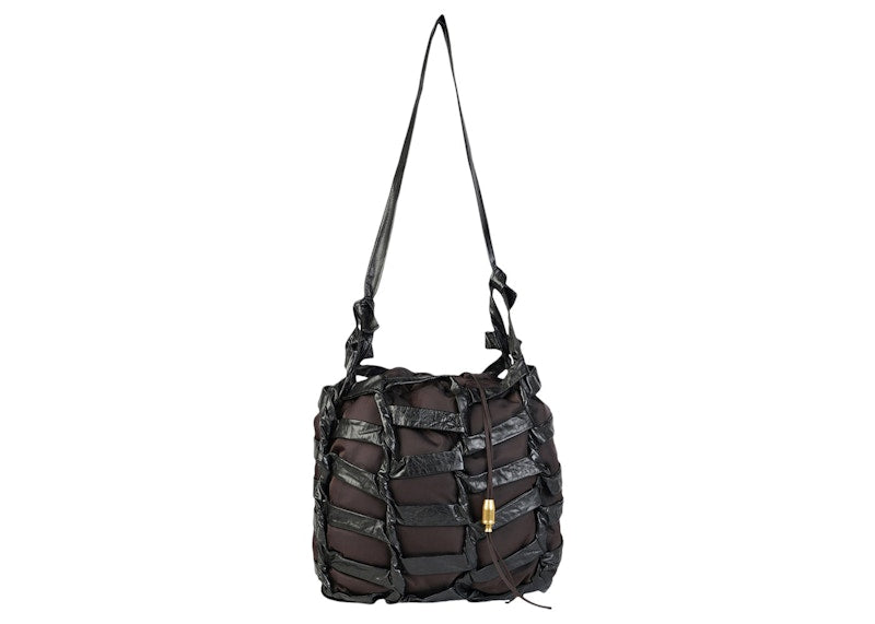 Bottega Veneta Leather Tape Shoulder Bag Black/Gold