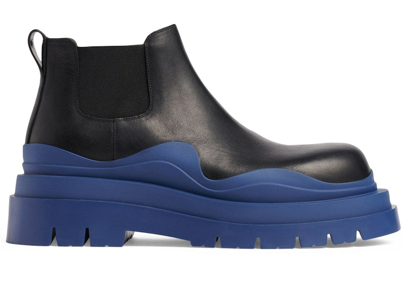 Bottega Veneta Leather Tire Chunky Sole Ankle Chelsea Boot Black Cruise