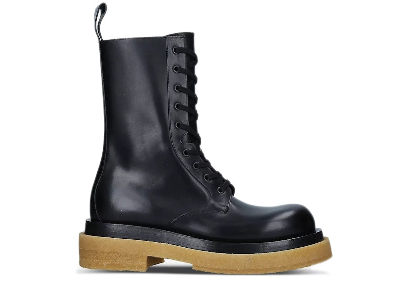 Bottega Veneta Military Calf Lace Up Boot Black