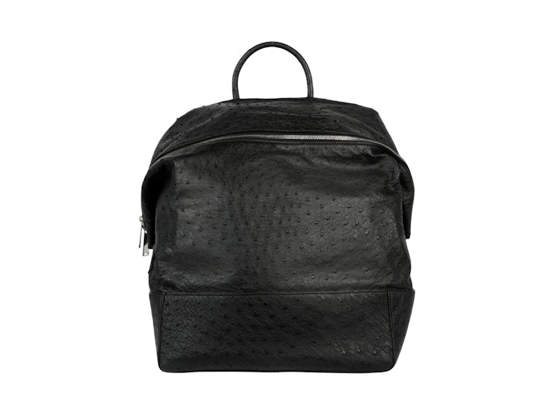 Bottega Veneta Ostrich Leather Outlet Backpack Black