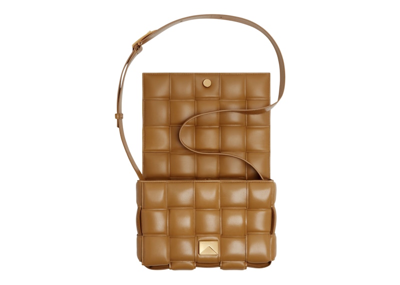 Bottega Veneta Padded Intreccio Cassette Crossbody Bag Caramel