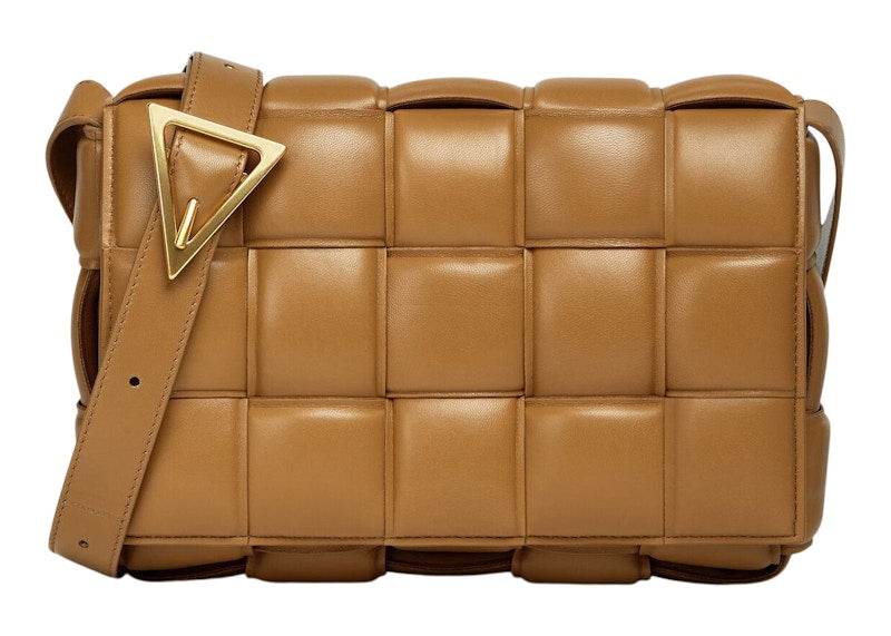 Bottega Veneta Padded Intreccio Cassette Crossbody Bag Caramel