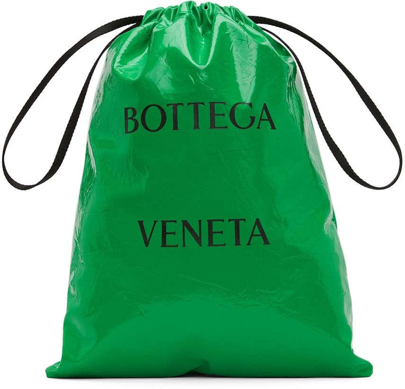 Bottega Veneta Patent Leather Drawstring Bag Green