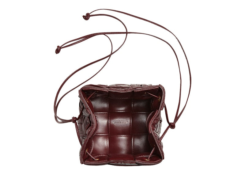 Bottega Veneta Plisse Intreccio Cassette Bucket Crossbody Bag Small Barolo