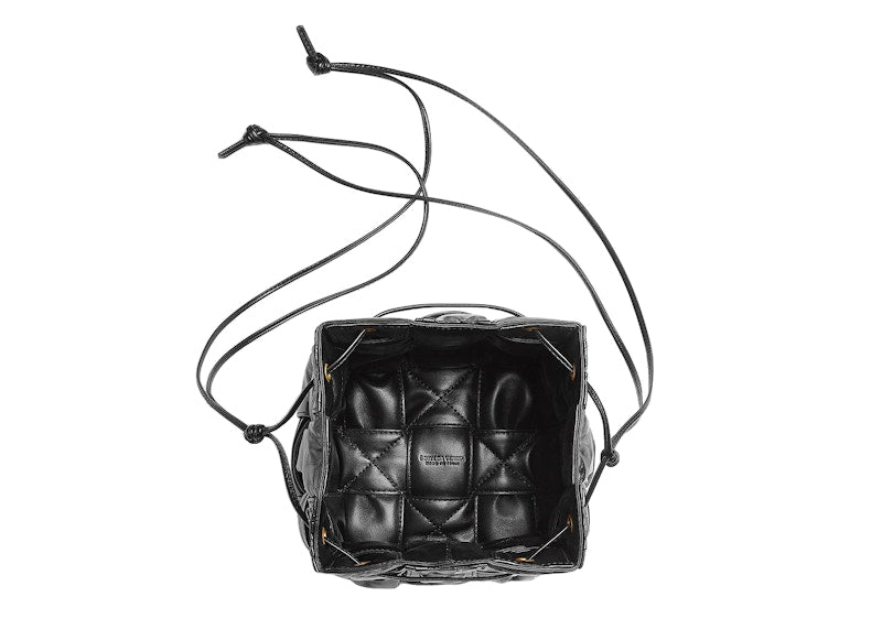 Bottega Veneta Plisse Intreccio Cassette Bucket Crossbody Bag Small Black